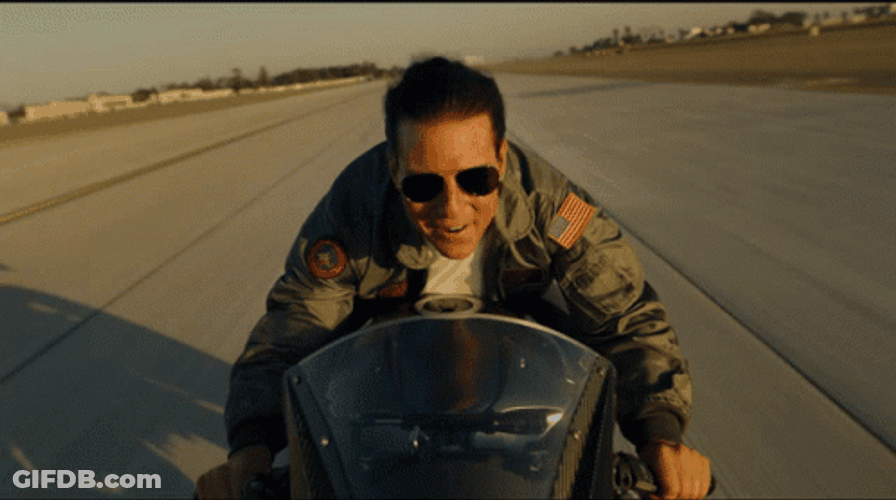 Top Gun Maverick Tom Cruise Motorcycle Smiling GIF
