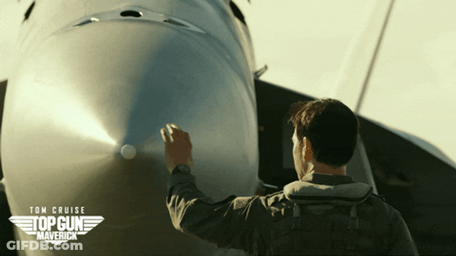 Top Gun Maverick Tom Cruise Touching Aircraft GIF