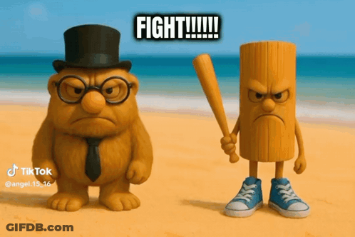 Top Hat Cartoon Holding Bat Next To Spaghetti Face GIF