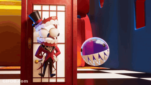 Top Hat Tuxedo Cartoon At Doorway GIF