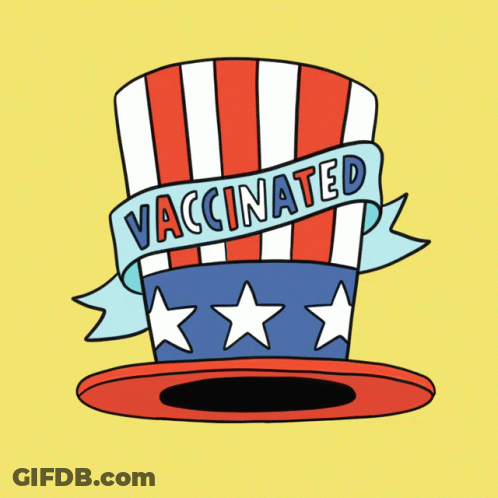 Top Hat With Vaccinated Ribbon GIF