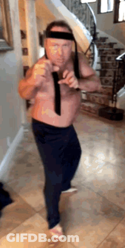 Topless Alex Jones Karate GIF
