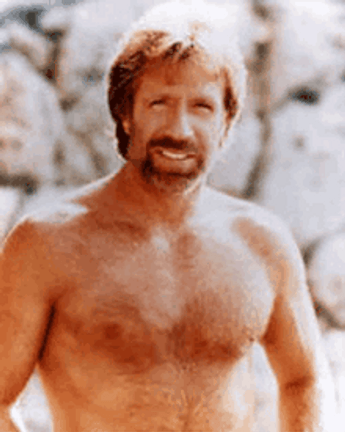 Topless Chuck Norris Thumbs Up Move Hairy Chest GIF