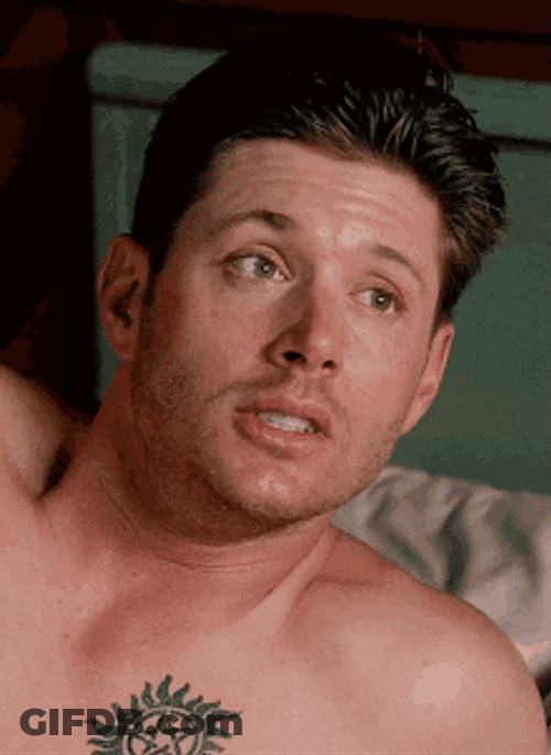 Topless Dean Winchester Talking GIF