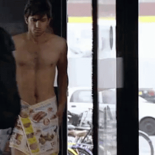 Topless Guy Walk Of Shame GIF