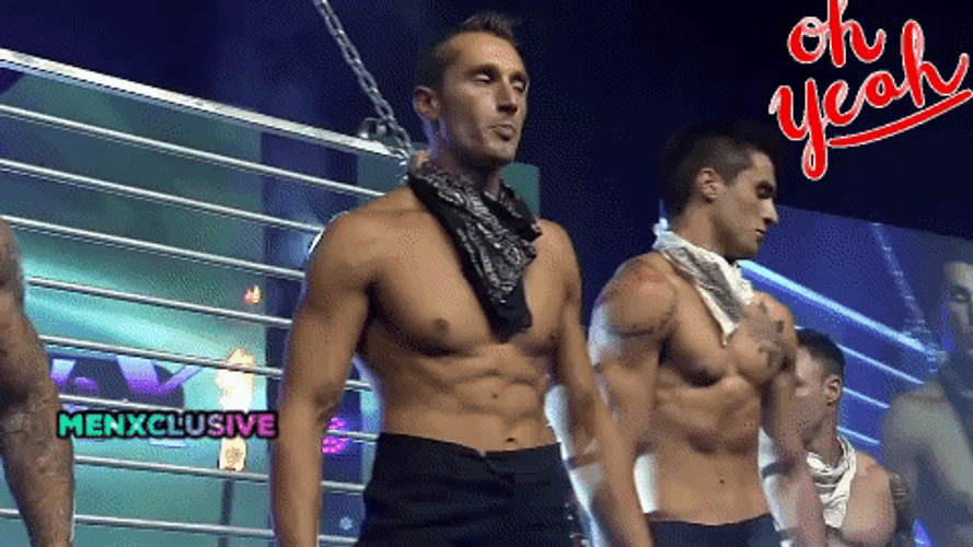 Topless Happy Birthday Man Red Rose On Mouth GIF