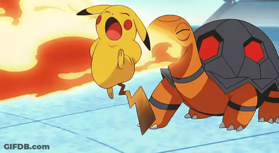 Torkoal Attacking Pikachu GIF