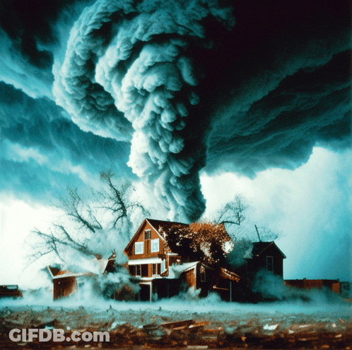 Tornado Approaching House With Smoke GIF