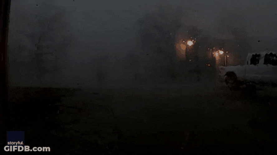 Tornado Blazing Street Light Bulbs On Fire GIF