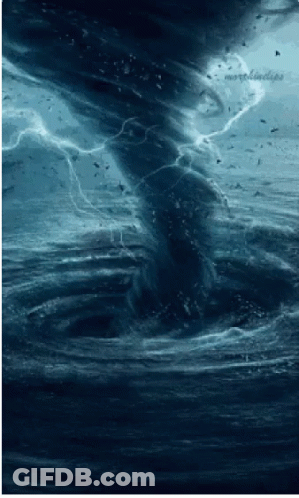 Tornado In Ocean With Lightning GIF
