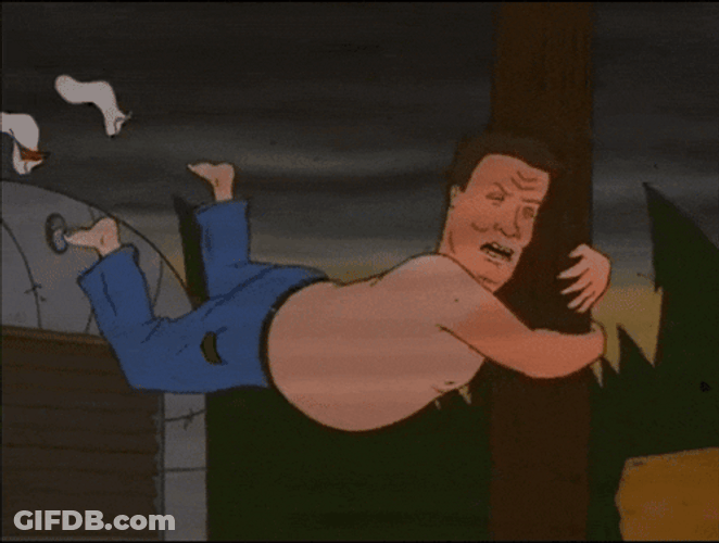Tornado Wrangler Hank Hill Hanging On GIF