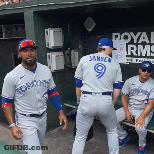 Toronto Baseball Players In Dugout GIF