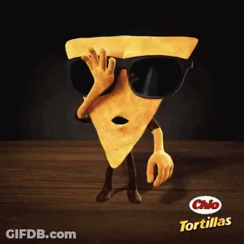 Tortilla Chip In Sunglasses With Hand Covering Face GIF