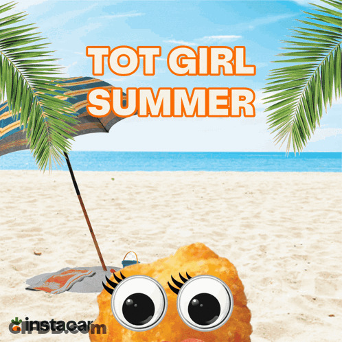 Tot Girl Summer Poster With Big-Eyed Chicken Nugget GIF