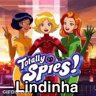 Totally Spies Poster Three Girls Making Hearts GIF