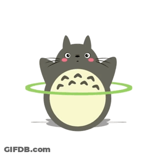 Totoro Playing With Green Hula Hoop GIF