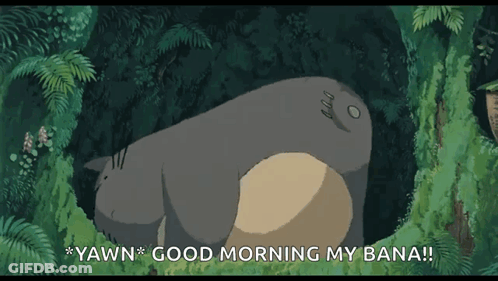 Totoro Saying Yawn And Good Morning My Bana GIF