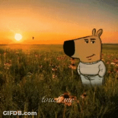 Touch Me Cartoon Character In Field GIF