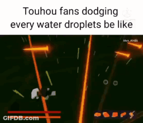 Touhou Fans Dodging Every Water Droplets Be Like Meme GIF