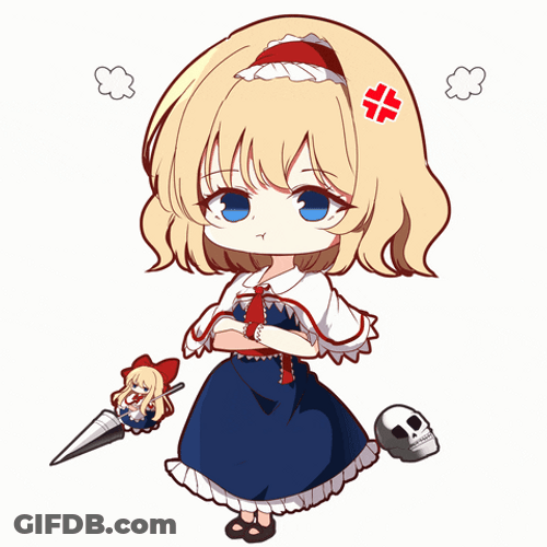 Touhou Project Chibi Angry Alice Holding Umbrella GIF