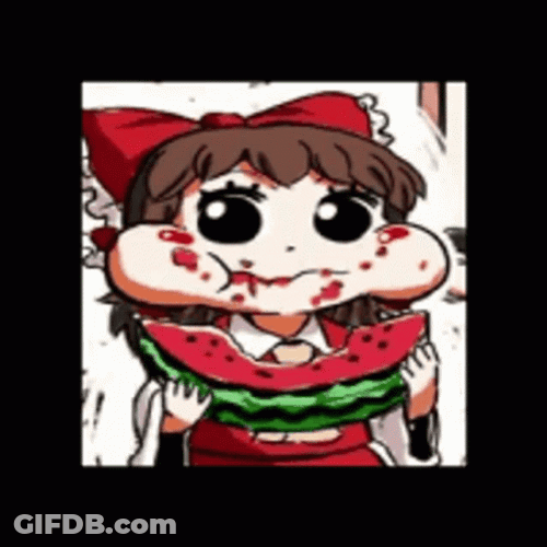 Touhou Project Chibi Reimu Hakurei Eating GIF