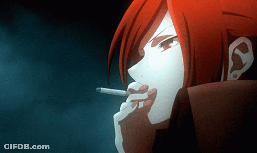 Touko Aozaki Animated Smoke GIF