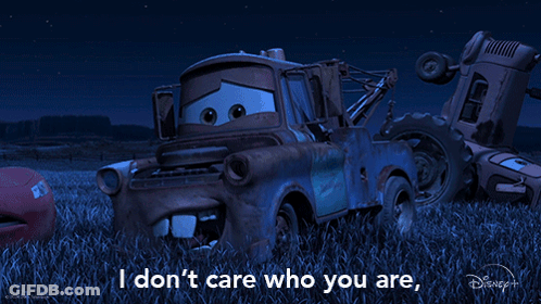 Tow Truck In Field Saying I Don't Care Who You Are GIF