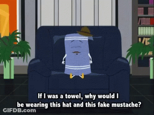 Towel Wearing Hat And Mustache Sitting GIF
