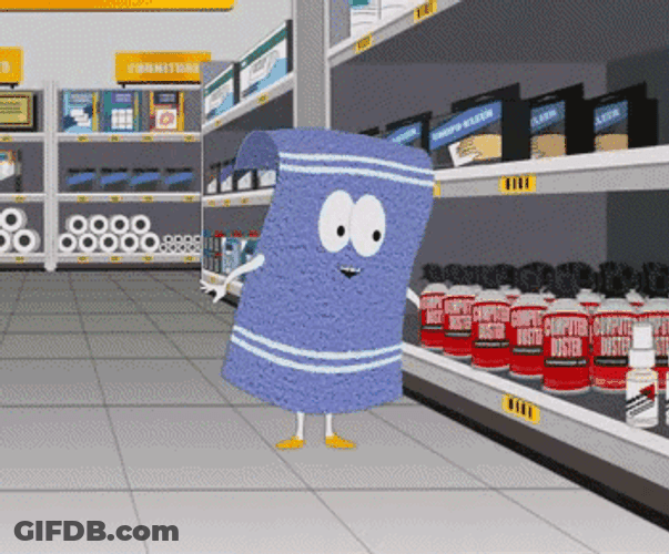 Towelie Panic Buying Computer Duster GIF