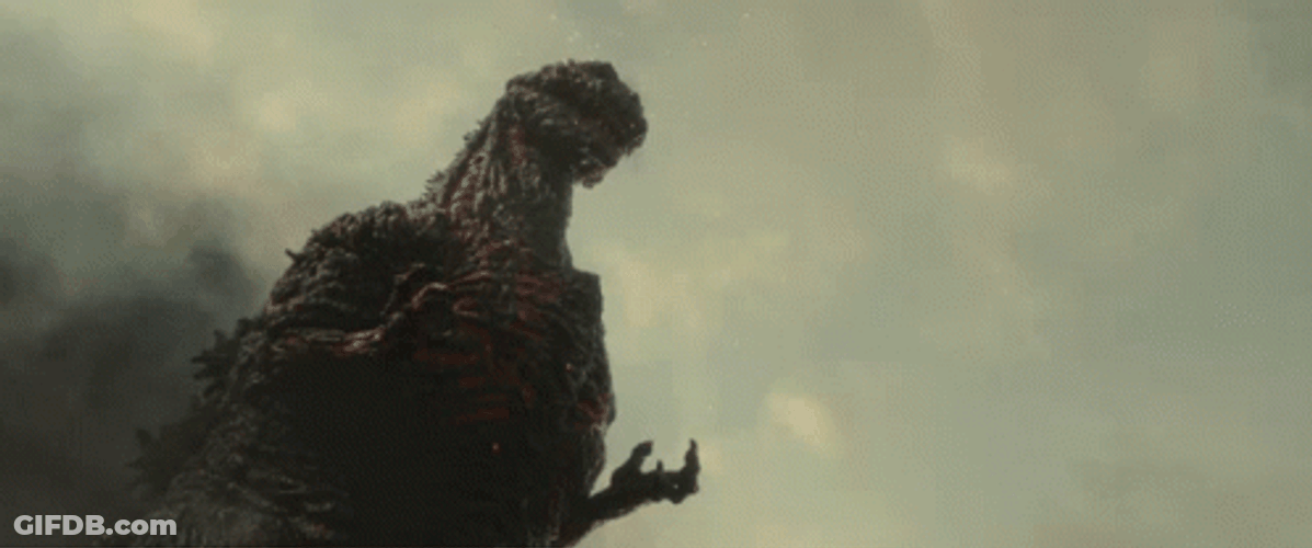 Towering Shin Godzilla Taking Fires GIF
