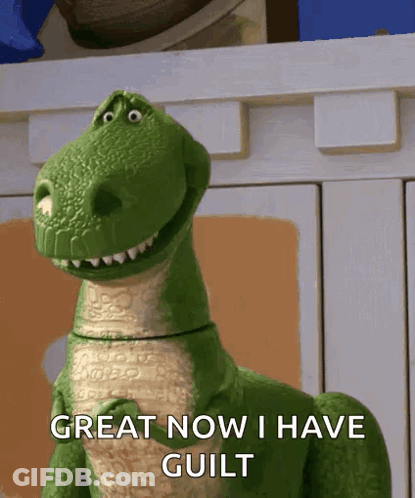 Toy Dinosaur Toy Story Great Now I Have Guilt GIF