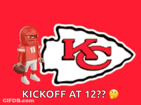 Toy Football Player Holding Football Chiefs Logo GIF