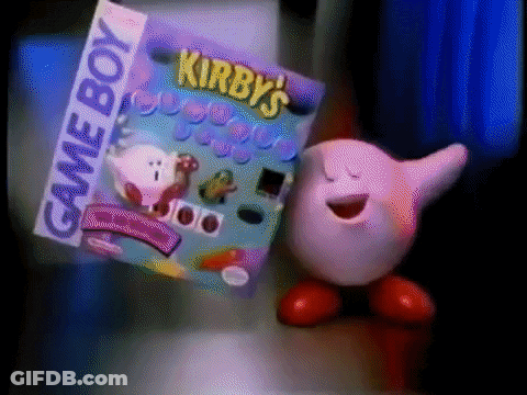 Toy Kirby Next To Game Boy GIF