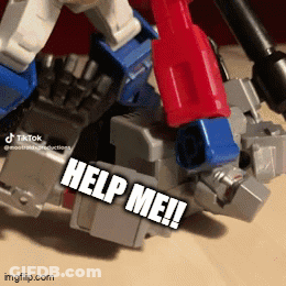 Toy Robot With Help Me On Leg GIF