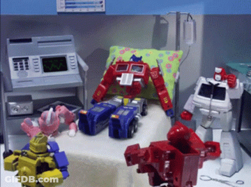 Toy Robots In Hospital Room GIF