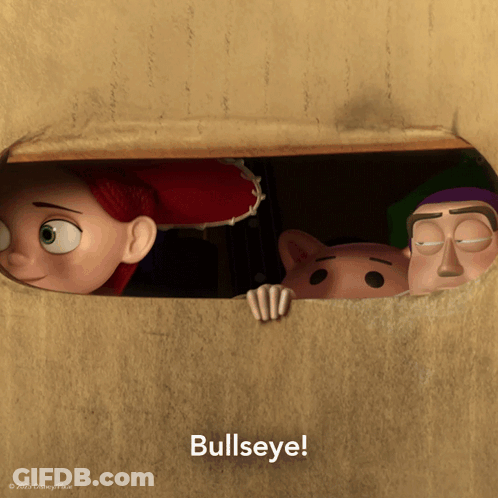 Toy Story Character Saying Bullseye GIF