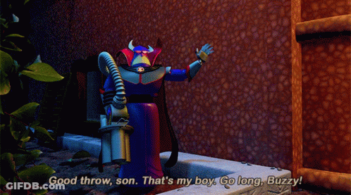 Toy Story Character Saying Go Long Buzzy GIF