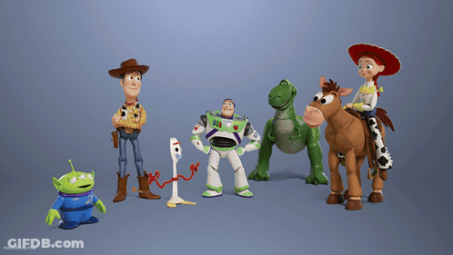 Toy Story Characters Woody Buzz Lightyear Forky GIF