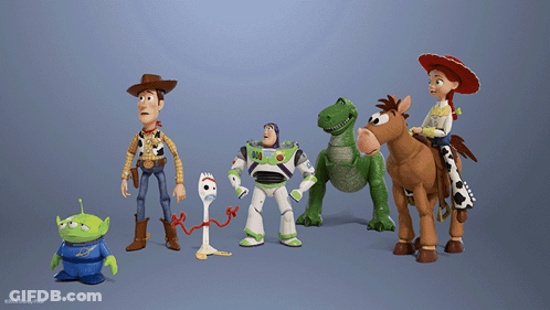 Toy Story Characters Woody Buzz Lightyear Forky GIF