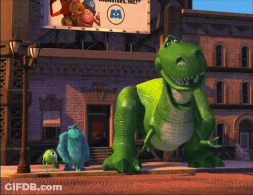 Toy Story Scene With Monsters Inc. Sign GIF