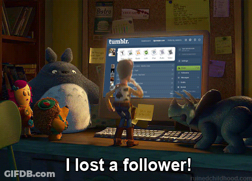 Toy Story Woody Standing In Front Of Computer Saying I Lost A Follower GIF