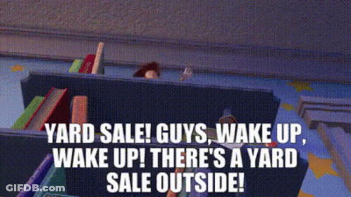 Toy Story Yard Sale Guys Wake Up GIF