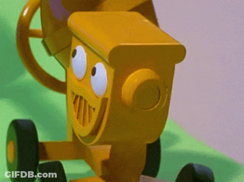 Toy Tractor With Face GIF