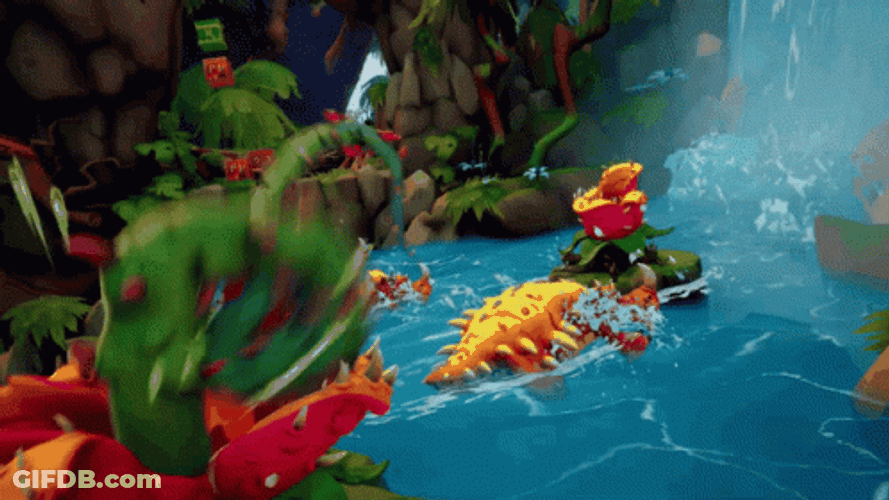 Toy Venus Fly Trap On A River GIF