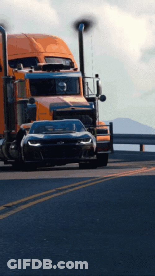 Toyota Supra Overtaking Truck GIF