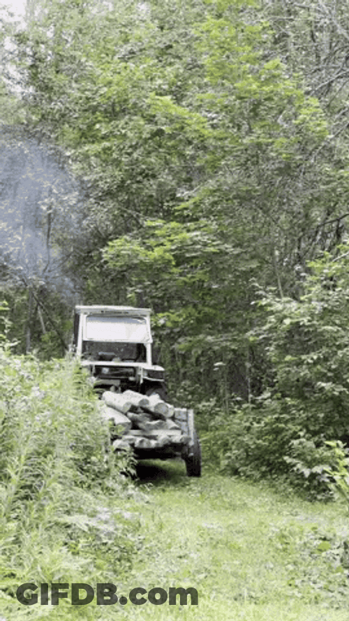 Tractor Going Inside The Forest GIF