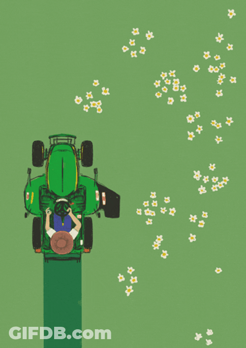 Tractor On The Green Field GIF