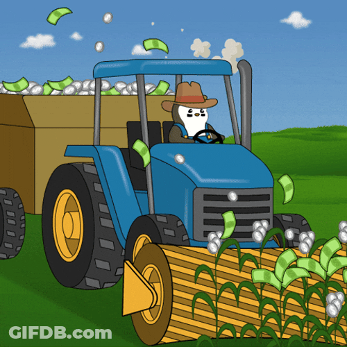 Tractor Penguin Harvesting Corn GIF