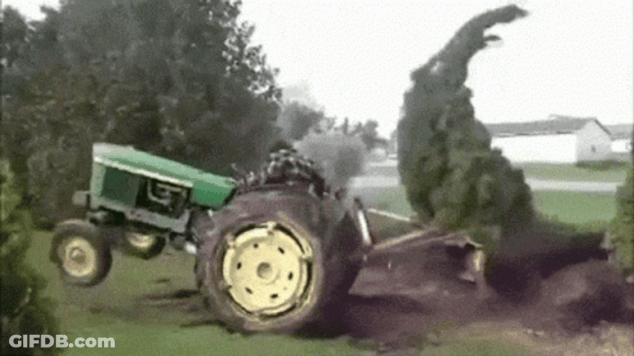 Tractor Pulling Pine Tree GIF