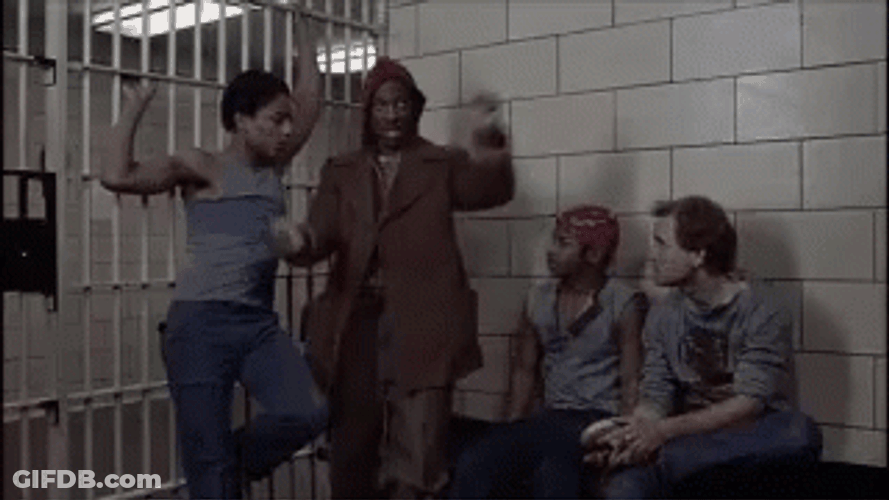 Trading Places Murphy Fighting Stance In Prison GIF